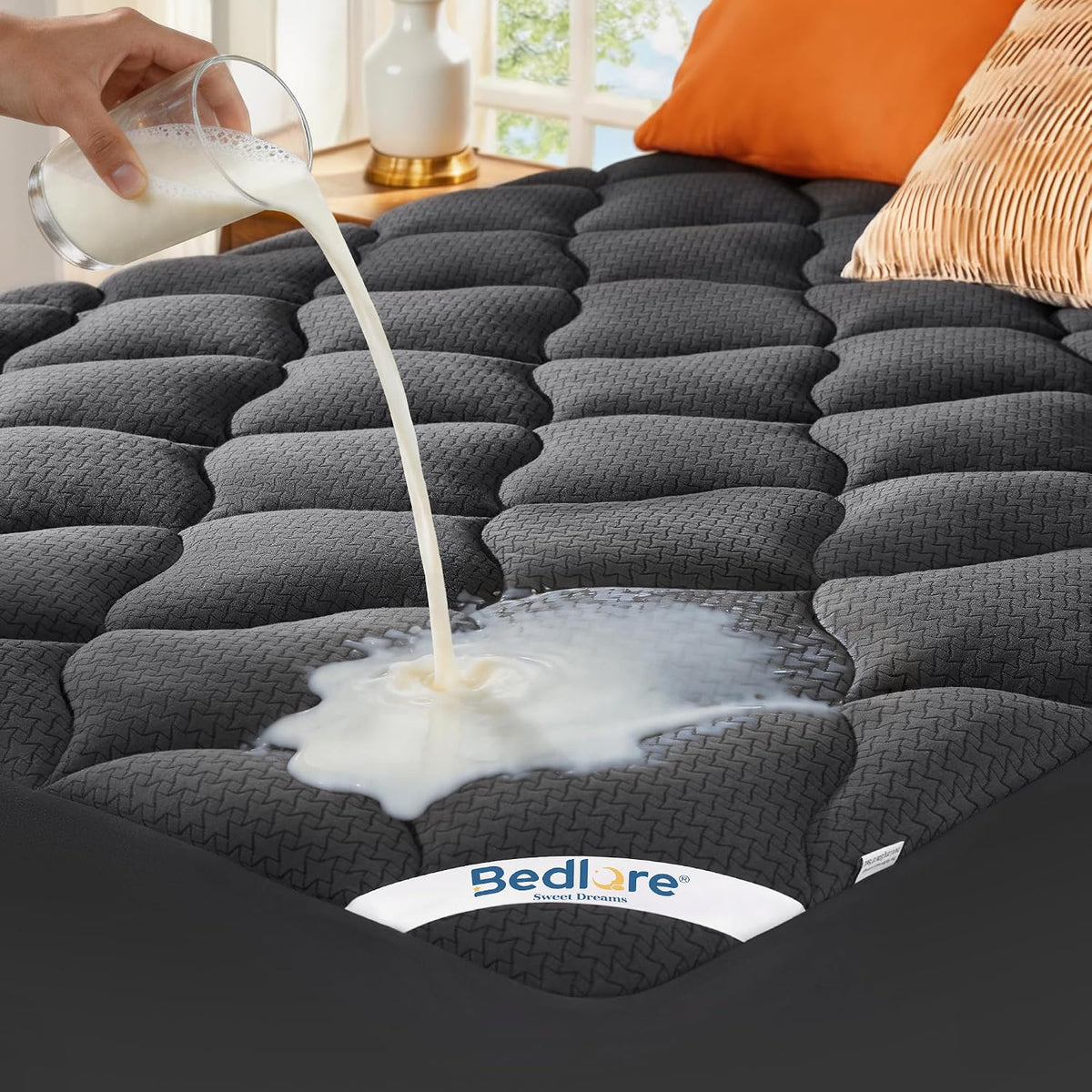 BEDLORE Waterproof Queen Mattress Pad, Breathable Mattress Protector with 6-18 Inch Deep Pocket, Quilted Fitted Mattress Topper Bed Cover, Noiseless & Machine Washable