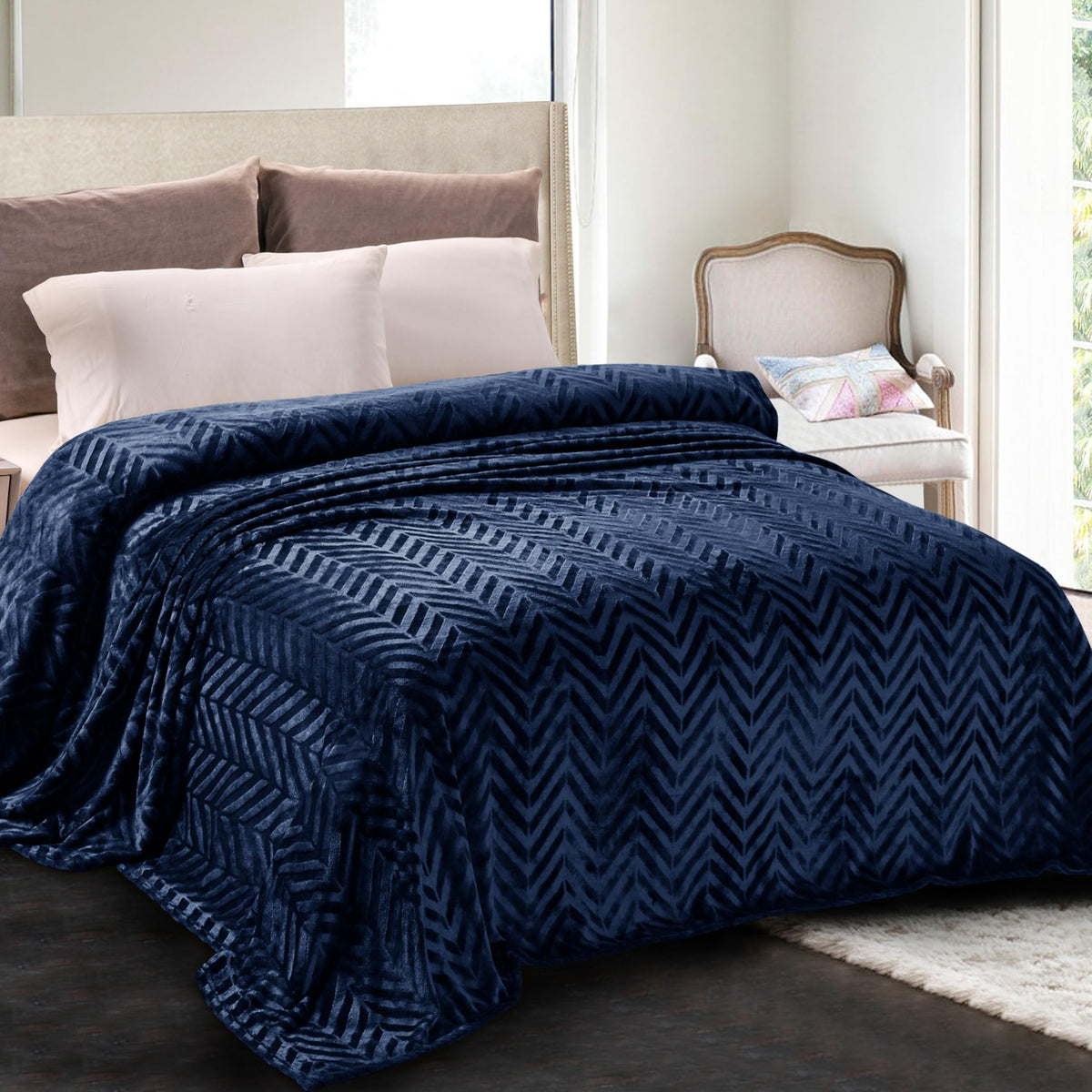 Whale Flotilla Flannel Fleece Fall Bed Blanket King Size, Black