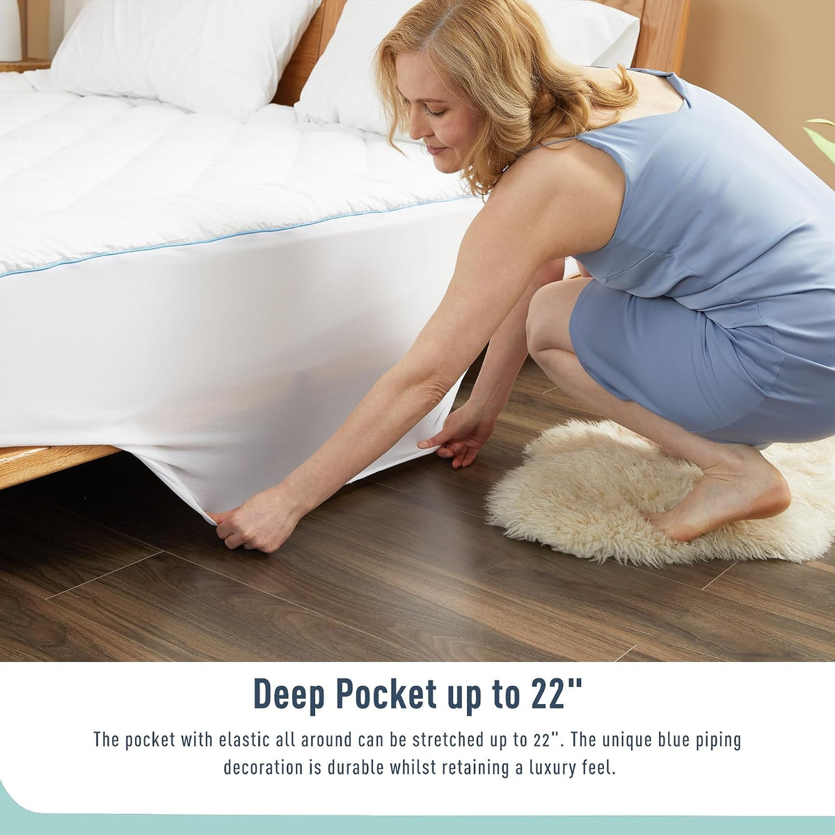 Queen Mattress Pad Cotton Quilted Cover 8-22" Deep Pocket, Regular