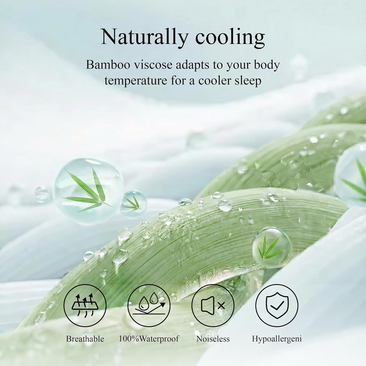Queen Size Waterproof Mattress Protector Noiseless Bamboo Viscose
