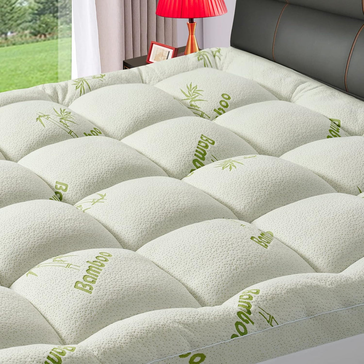PATSBA Full Size Mattress Topper for Back Pain,Premium Viscose Made from Bamboo 1200 GSM Extra Thick Mattress Pad,Quilted Fitted Pillow Top Mattress Cover with Deep Pocket Up to 21 Inches（54 * 75inch）