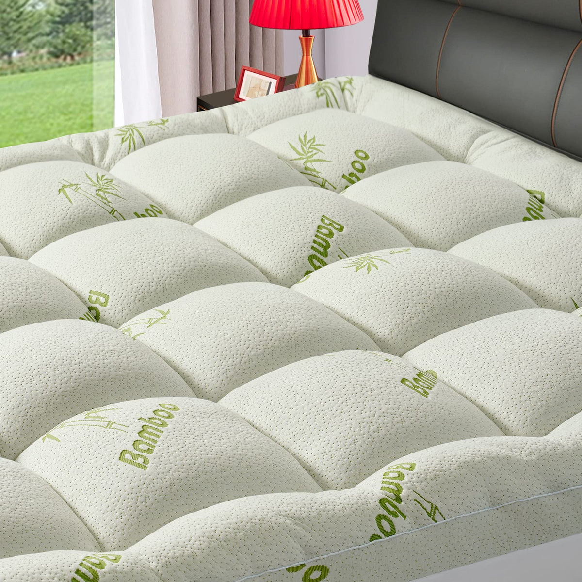 PATSBA Full Size Mattress Topper for Back Pain,Premium Viscose Made from Bamboo 1200 GSM Extra Thick Mattress Pad,Quilted Fitted Pillow Top Mattress Cover with Deep Pocket Up to 21 Inches（54 * 75inch）