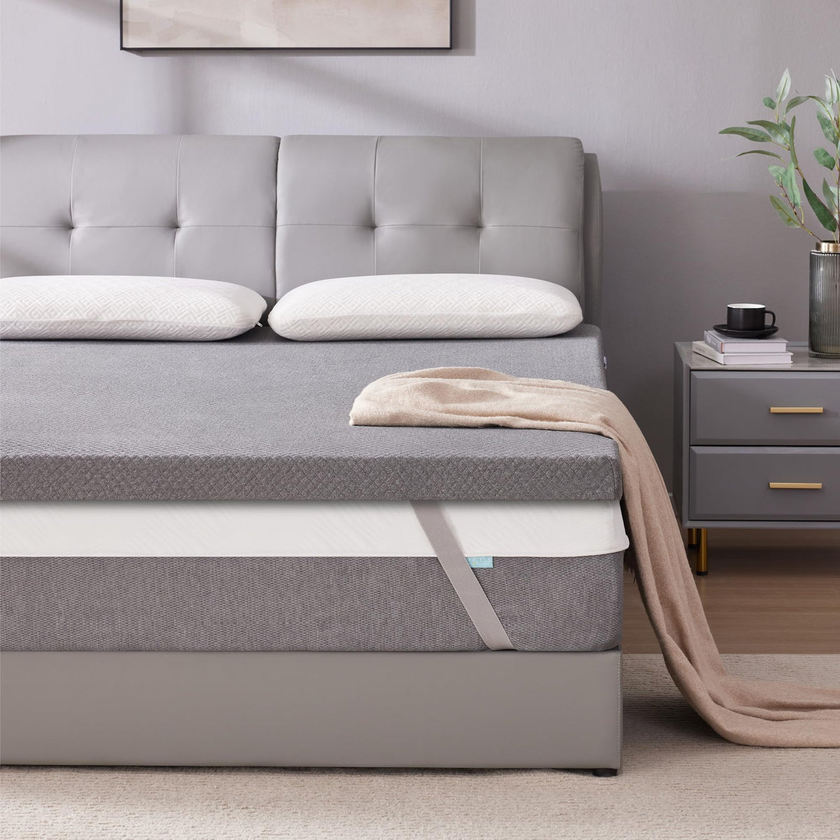 SINWEEK 3 Inch Gel Memory Foam Mattress Topper Queen Size, Ventilated High Density Pad for Back Pain, Bed Topper with Removable Soft Cover, CertiPUR-US Certified