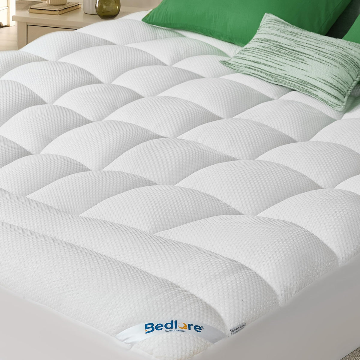 BEDLORE Queen Mattress Topper, Soft Tencel™ Blend Pillow Top Mattress Pad