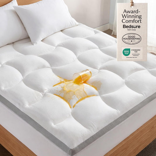 Bedsure Pillow Top Mattress Topper Queen, Waterproof Mattress Protector