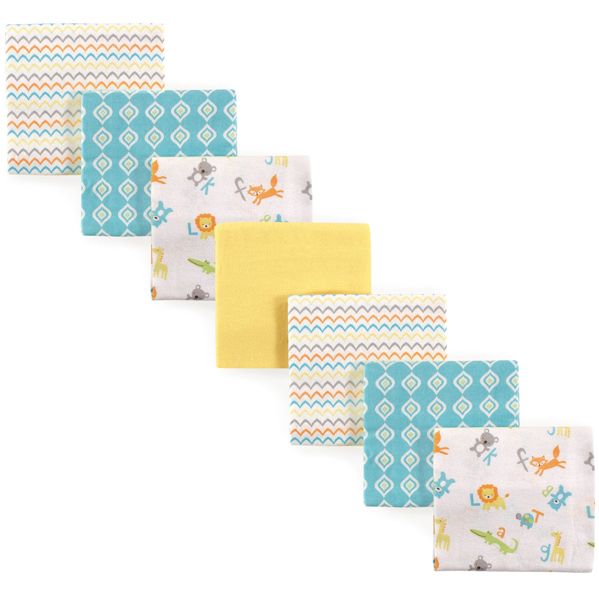 Luvable Friends Unisex Baby Cotton Flannel Receiving Blankets, Basic Elephant 7-Pack, One Size