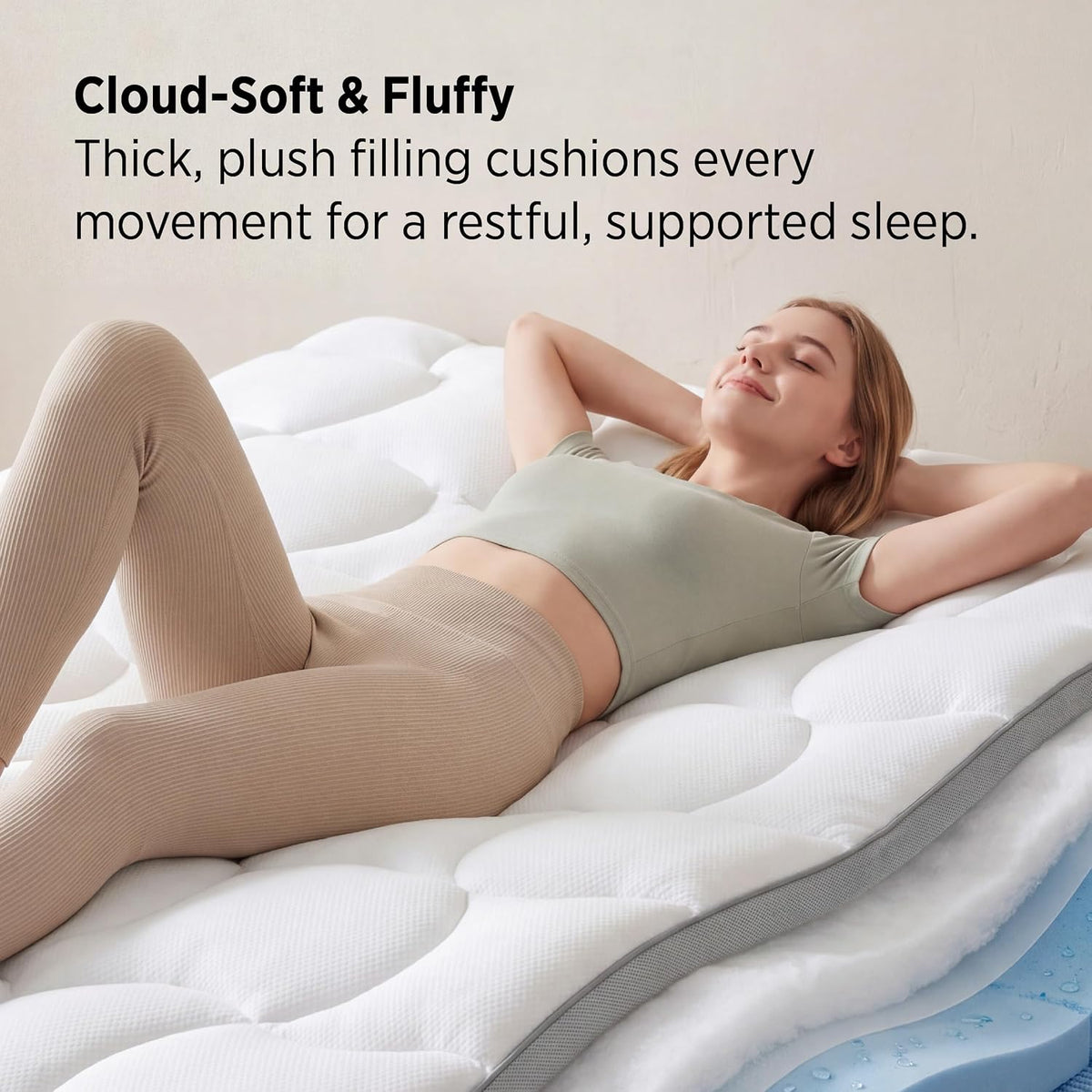 Bedsure Pillow Top Mattress Topper Queen, Waterproof Mattress Protector