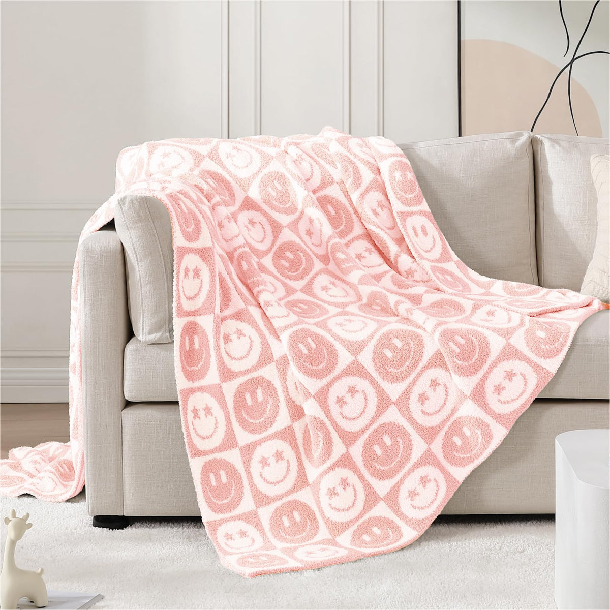 WRENSONGE Soft Checkered Throw Blanket for Couch-Cozy Fall Knitted Blankets