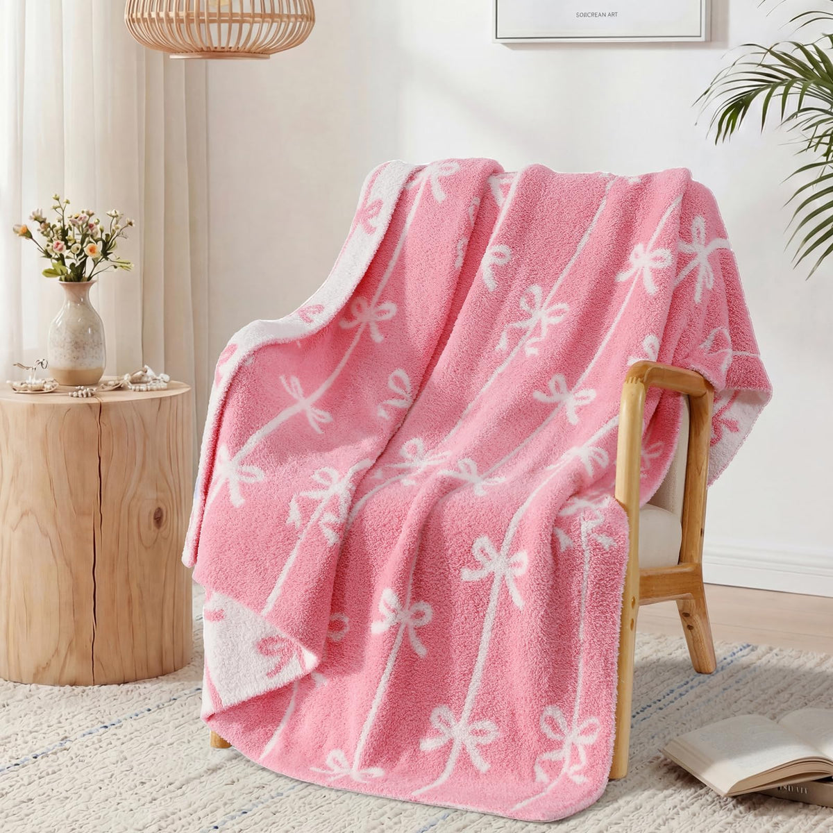 WRENSONGE Soft Checkered Throw Blanket for Couch-Cozy Fall Knitted Blankets