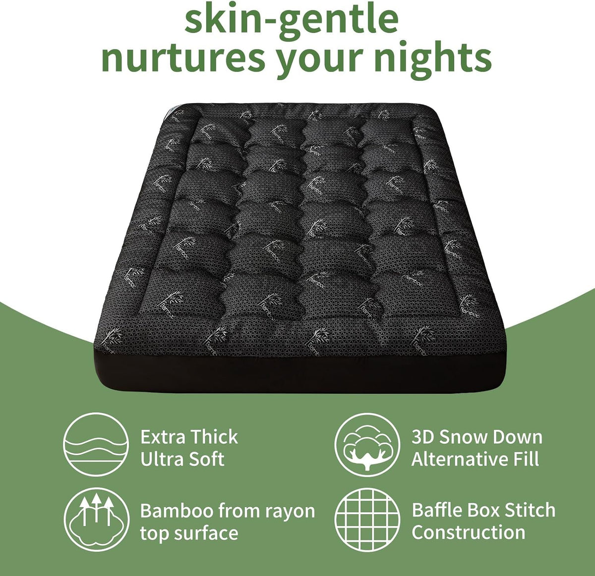 Premium 100% Waterproof Queen Mattress Topper, Breathable Mattress Pad, Rayon from Bambo Bed Protector, Deep Pocket Sheet Cover 8"-21"