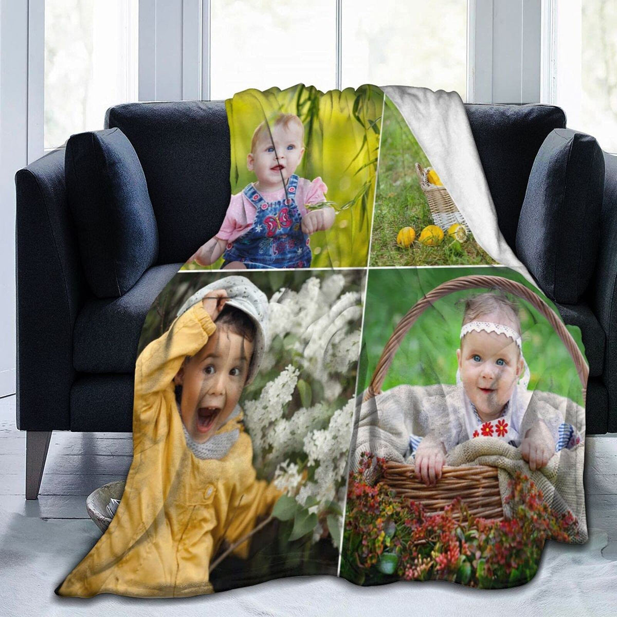 QETXVI Custom Blanket with Photos, USA Made 40"x 50"