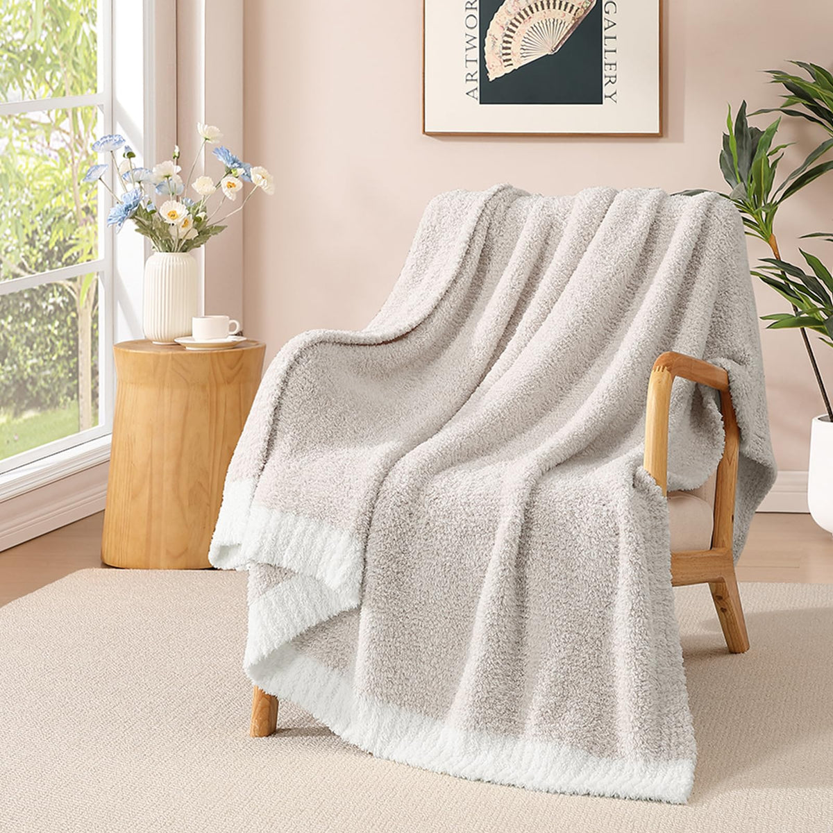 WRENSONGE Soft Checkered Throw Blanket for Couch-Cozy Fall Knitted Blankets