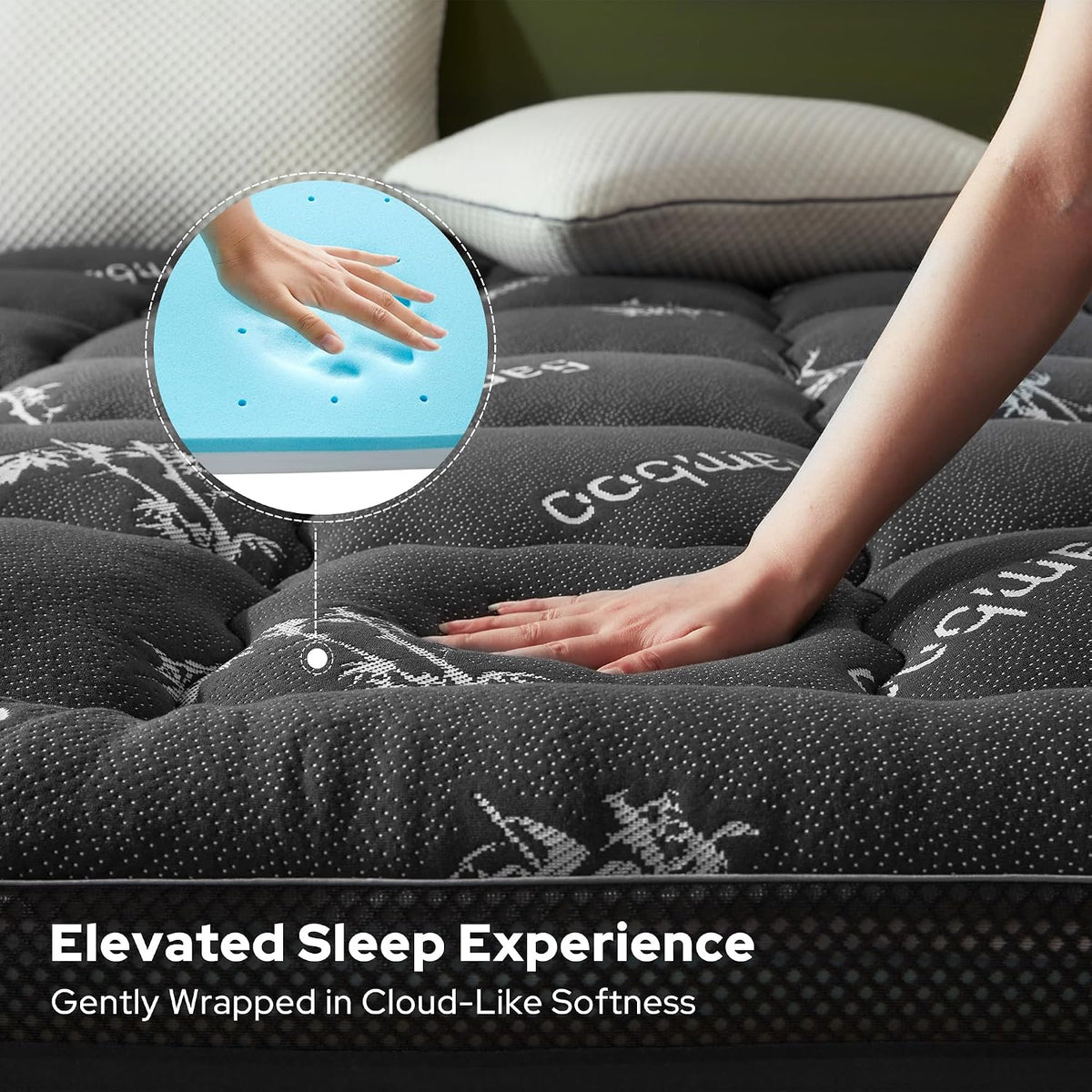 BEDLORE 4 Inch Dual Layer Memory Foam Mattress Topper Queen