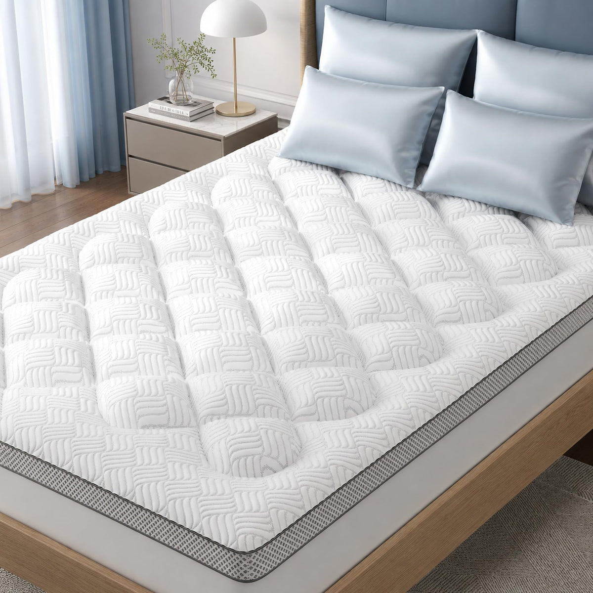 3 Inch Thick Queen Mattress Topper, Viscose Derived from Bamboo