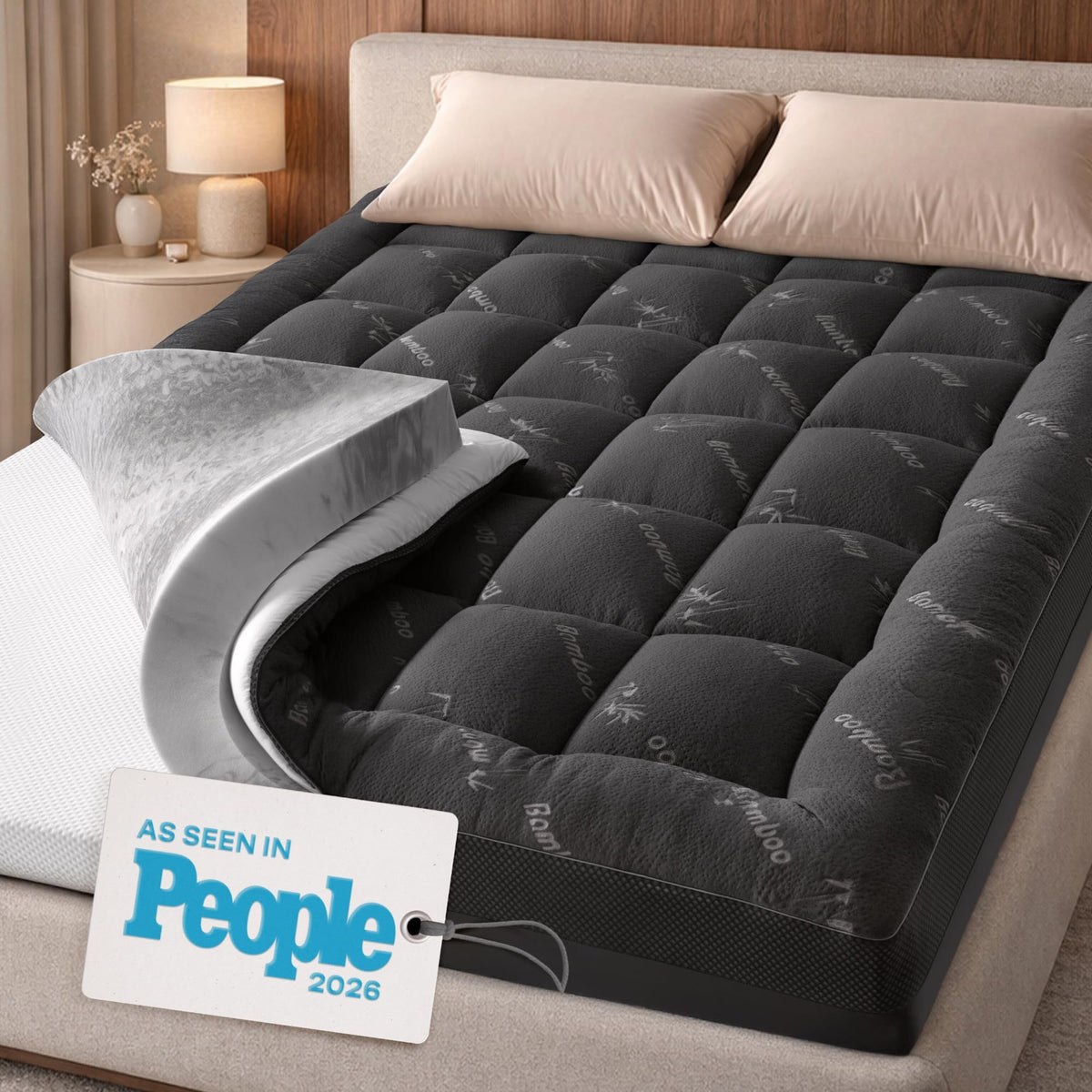 Dual-Layer 4" Mattress Topper with 20" Deep Pocket - Queen Size