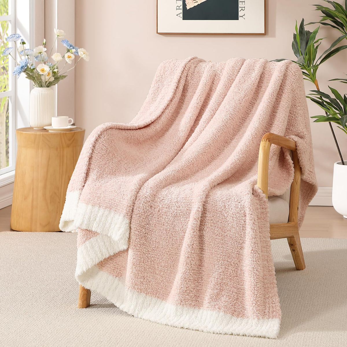 WRENSONGE Soft Checkered Throw Blanket for Couch-Cozy Fall Knitted Blankets