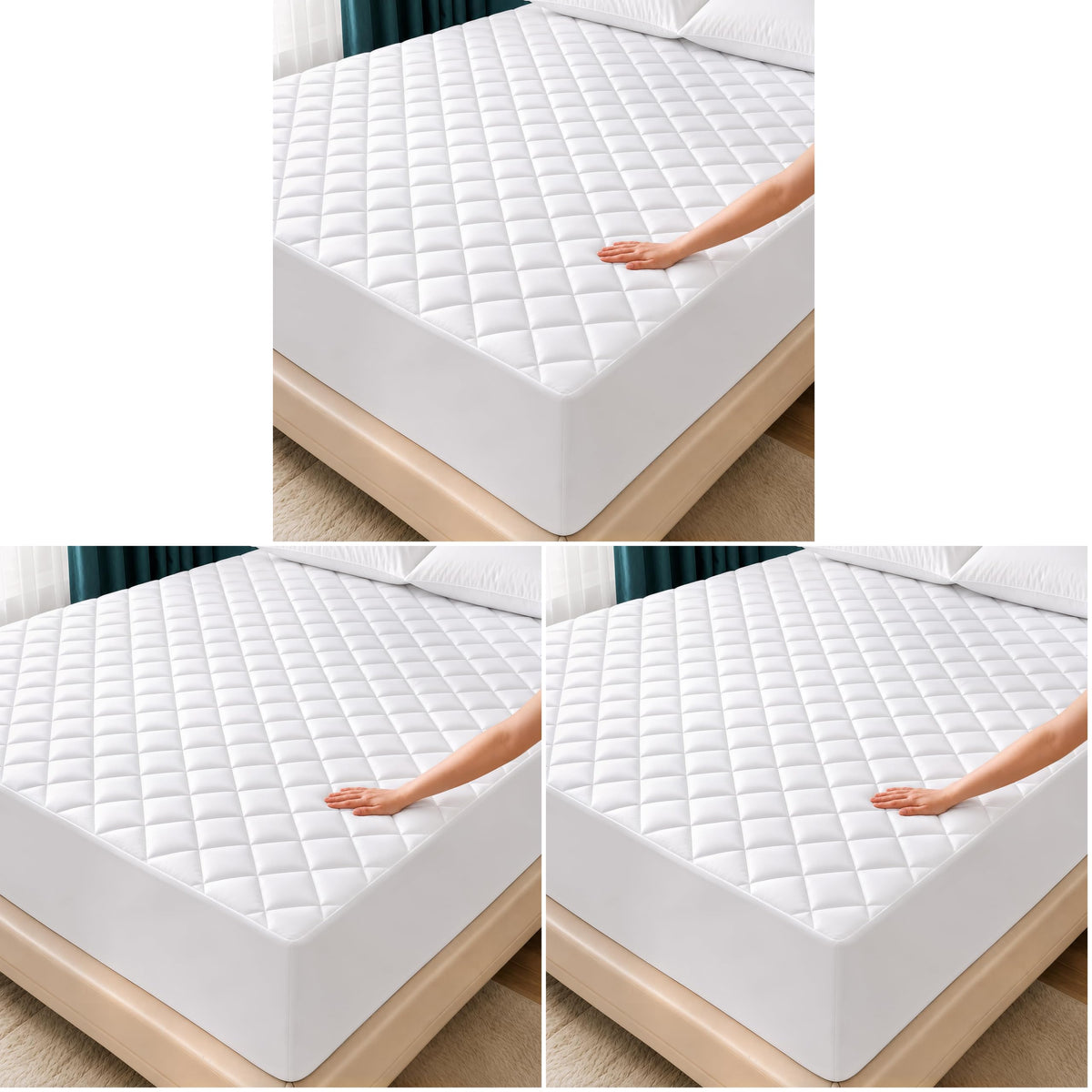 Queen Mattress Pad, Quilted Mattress Protector Topper fits 16" Deep Pocket