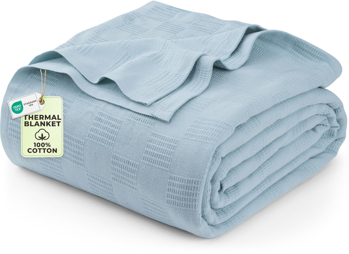 Utopia Bedding 100% Cotton Thermal Blanket Khaki Twin, 90x72 Inches