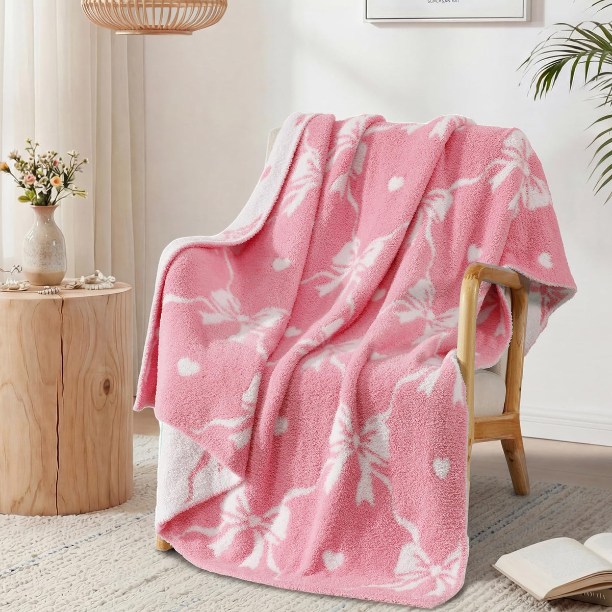 WRENSONGE Soft Checkered Throw Blanket for Couch-Cozy Fall Knitted Blankets