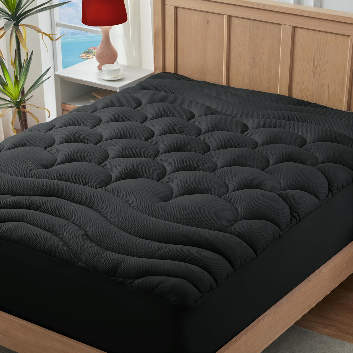 ELVEN HOME Queen Mattress Pad for Back & Hip Pain Relief, Pillow Top Cooling Bed Topper Quilted Fitted, Hotel Quality Deep Pocket Soft Queen Mattress Protector Cover Washable (60x80 inch, Grey)