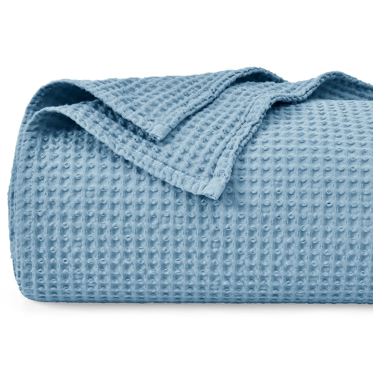 PHF 100% Cotton Waffle Blanket Lightweight Breathable, Twin Size, White
