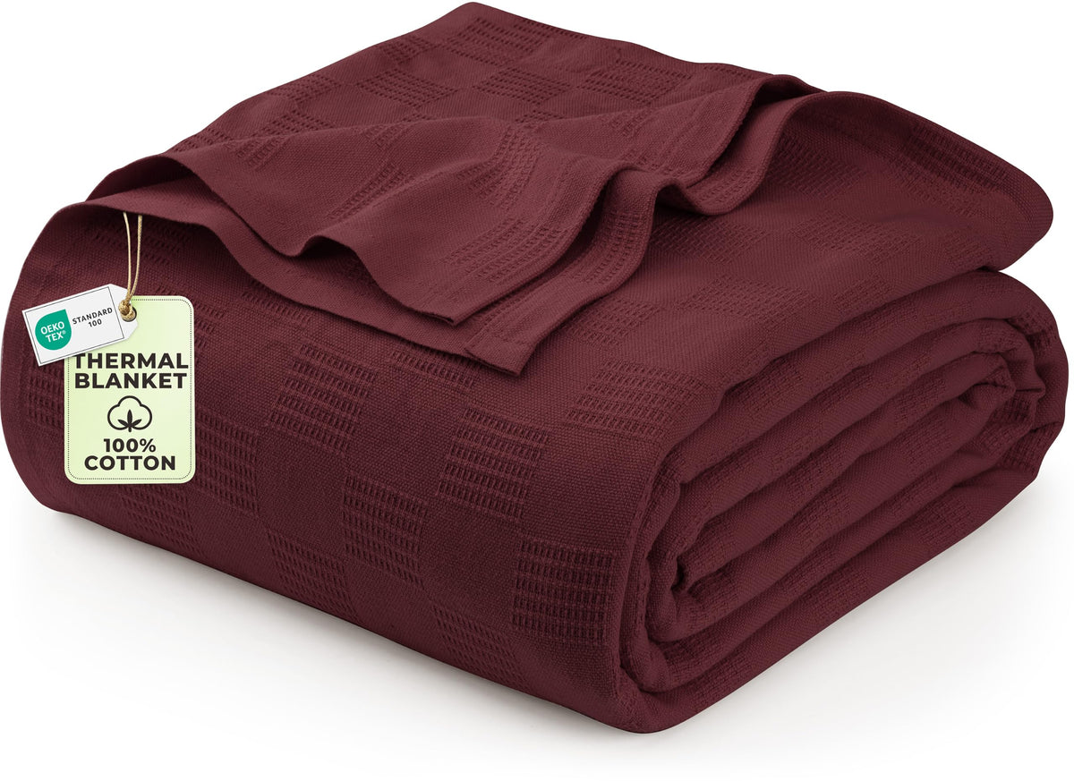 Utopia Bedding 100% Cotton Thermal Blanket Khaki Twin, 90x72 Inches