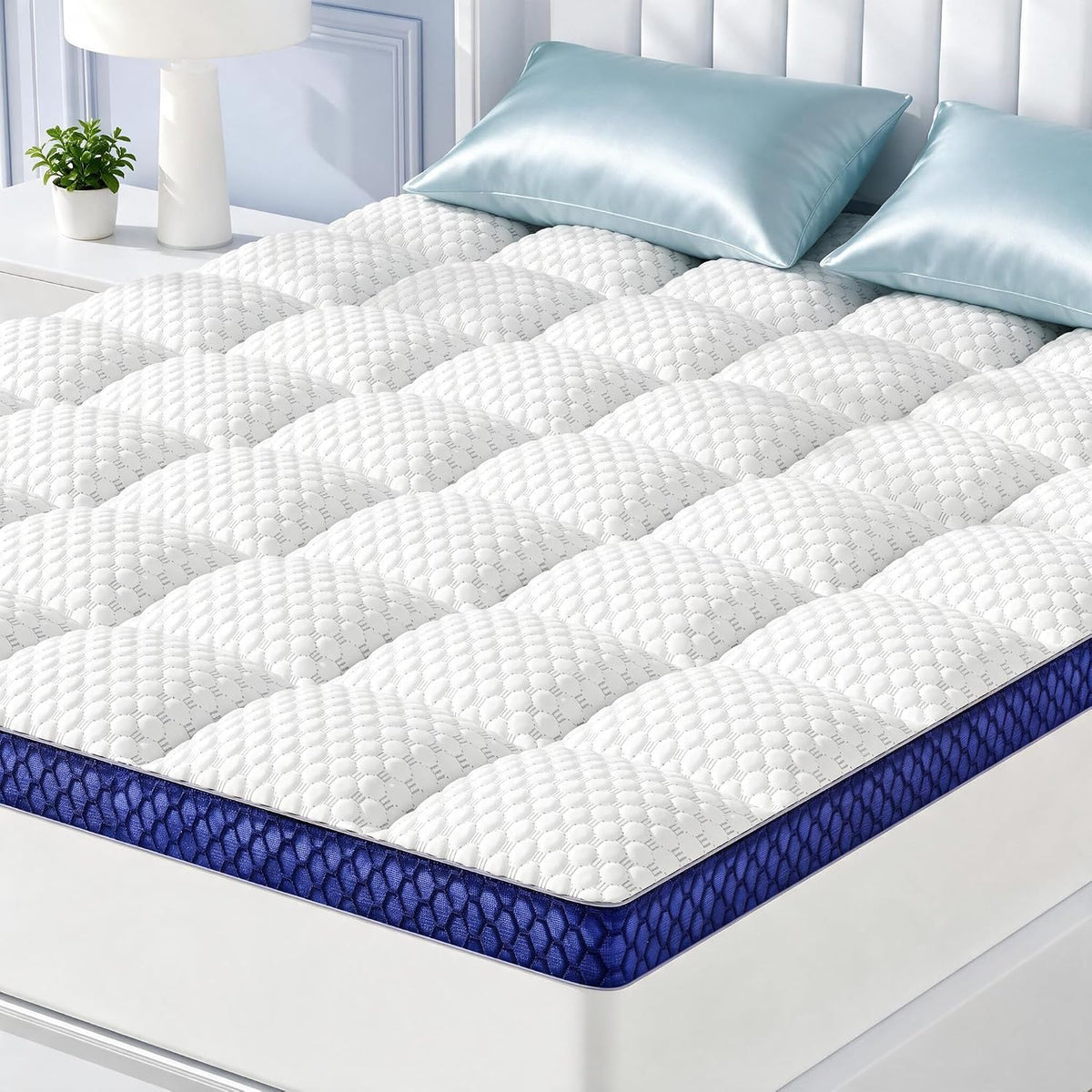 BEDELITE King Mattress Topper, Pillow Top Mattress Pad Bed Cover 2 Inch