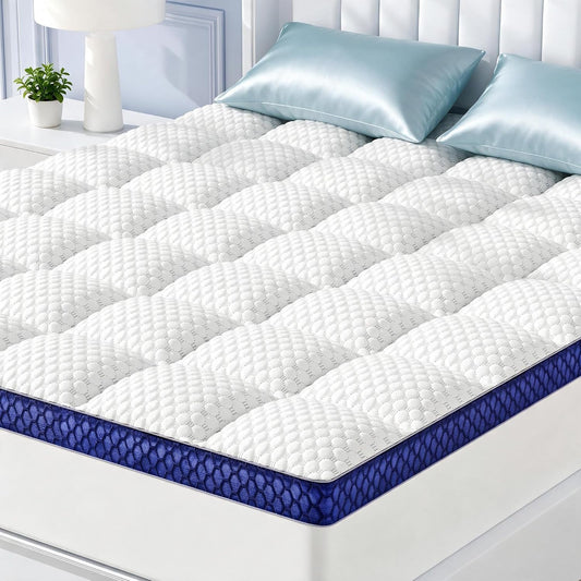 BEDELITE King Mattress Topper, Pillow Top Mattress Pad Bed Cover 2 Inch