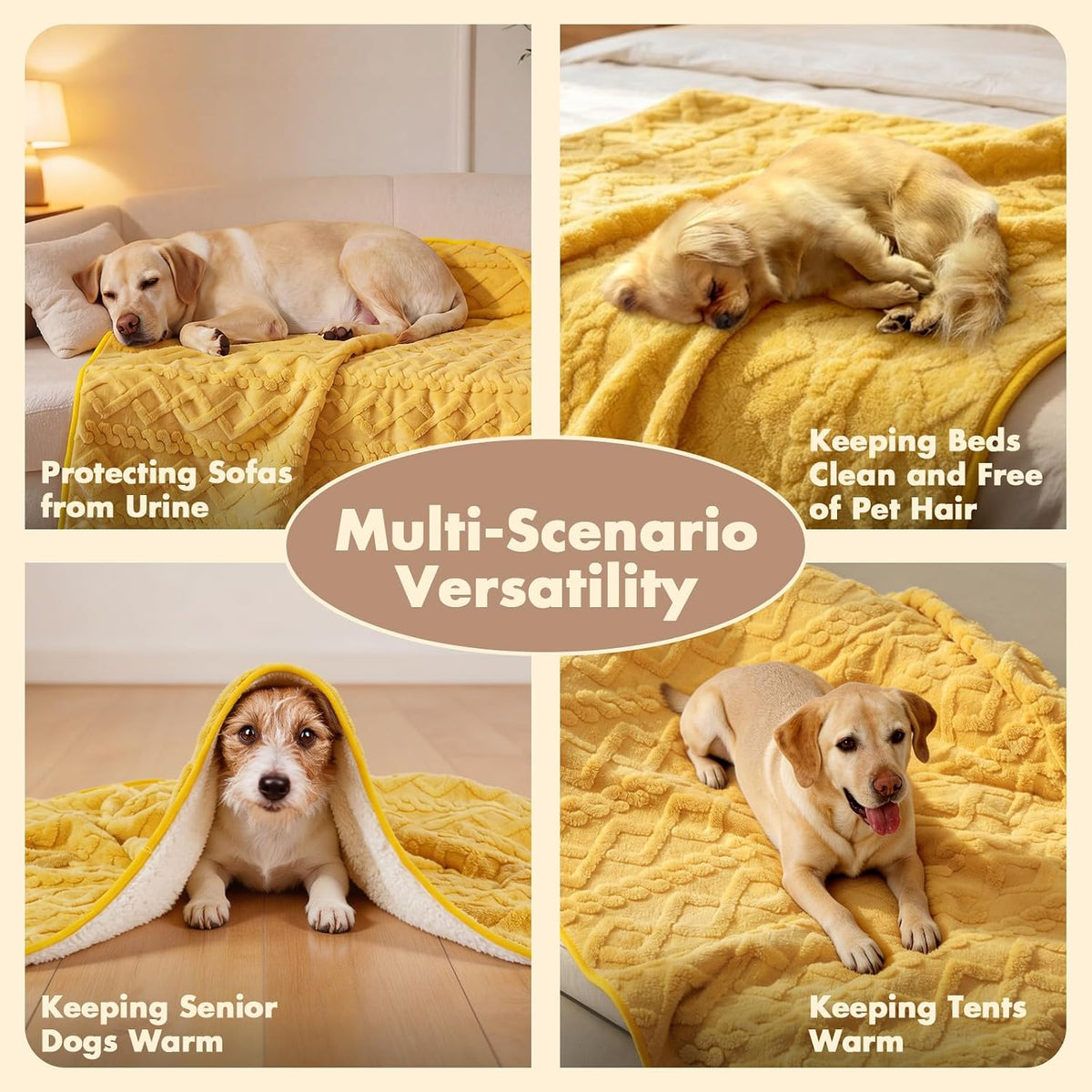 Allroaring Dog Calming Blanket, Waterproof Pet Blankets for Couch Cage Bed
