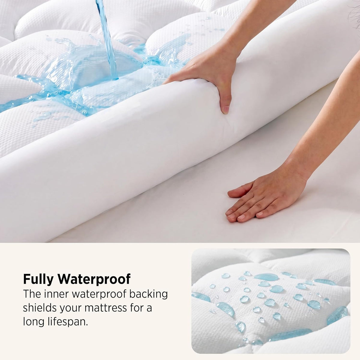 Bedsure Pillow Top Mattress Topper Queen, Waterproof Mattress Protector