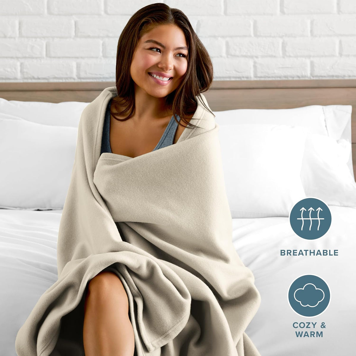 Bare Home Polar Fleece Blanket (Twin/Twin XL, Oyster)
