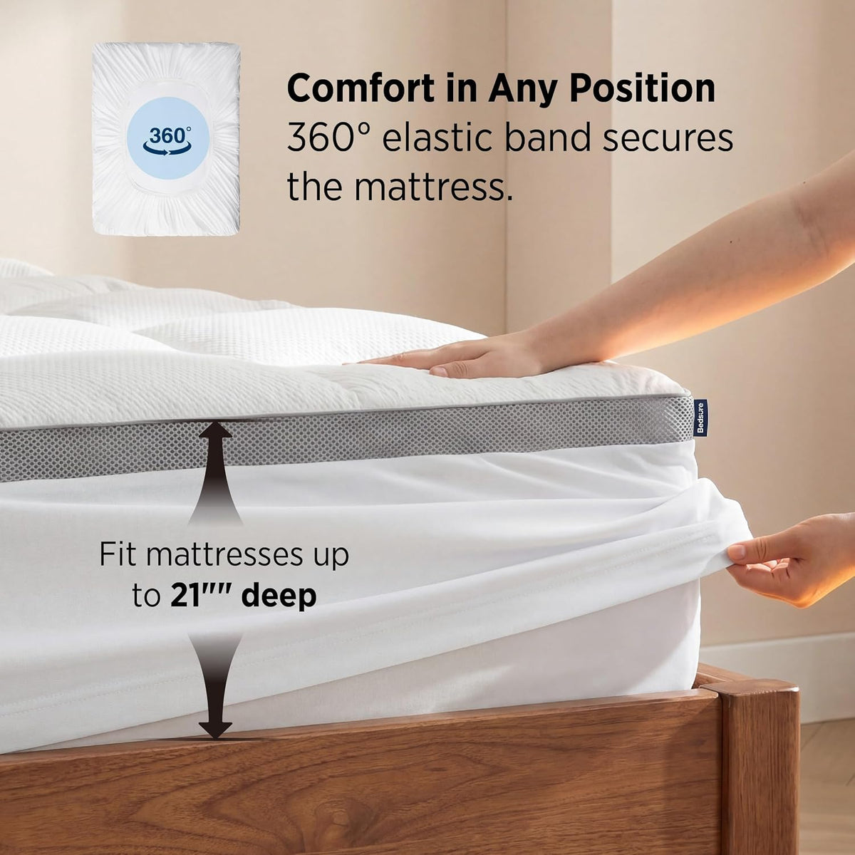 Bedsure Pillow Top Mattress Topper Queen, Waterproof Mattress Protector