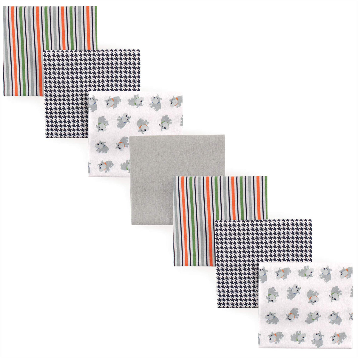 Luvable Friends Unisex Baby Cotton Flannel Receiving Blankets, Basic Elephant 7-Pack, One Size