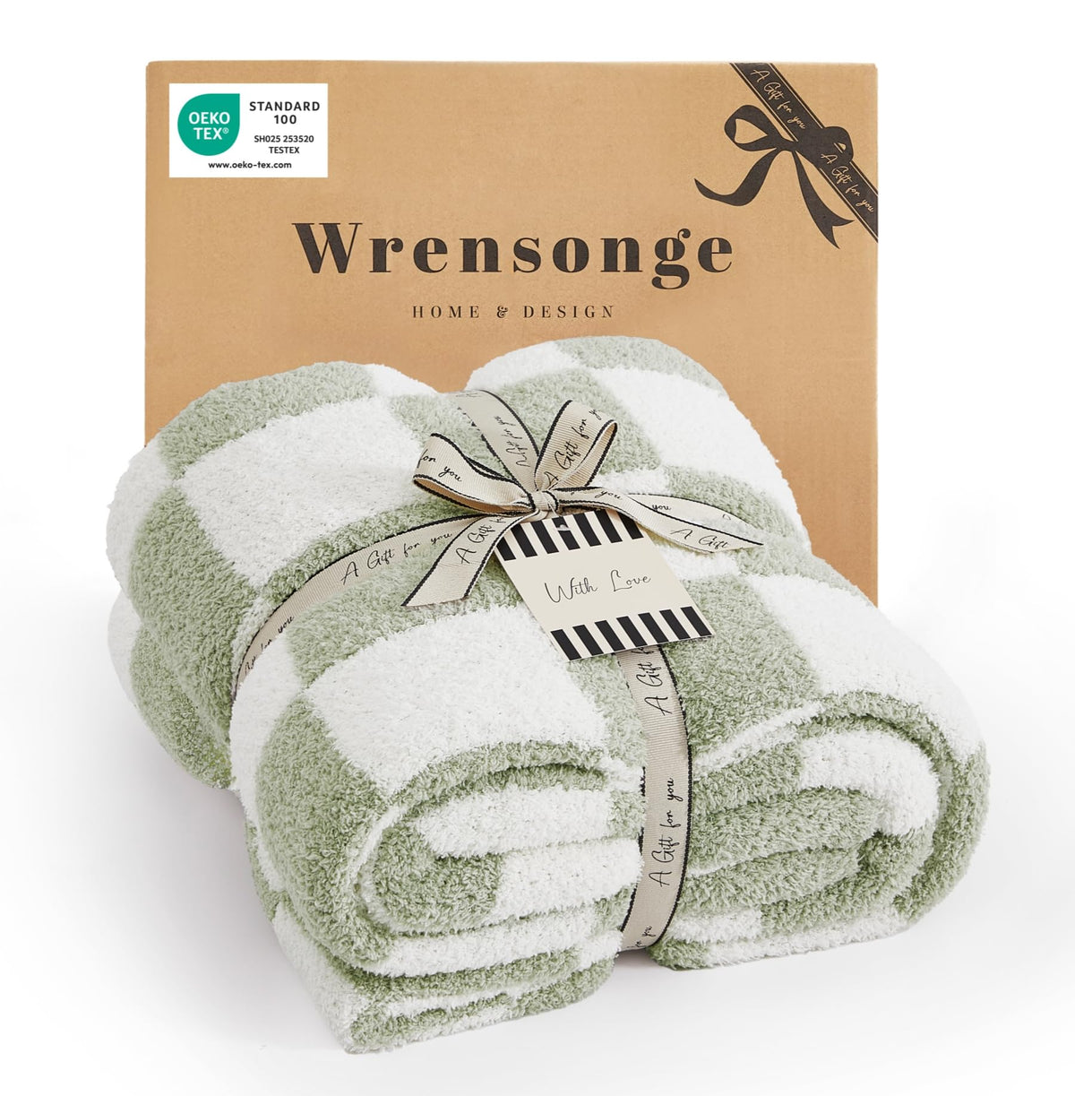 WRENSONGE Soft Checkered Throw Blanket for Couch-Cozy Fall Knitted Blankets