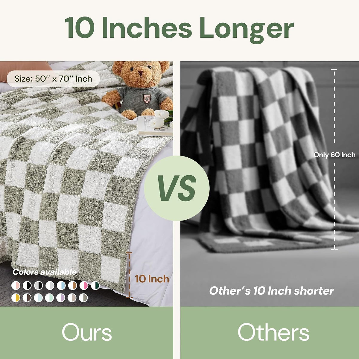 WRENSONGE Soft Checkered Throw Blanket for Couch-Cozy Fall Knitted Blankets