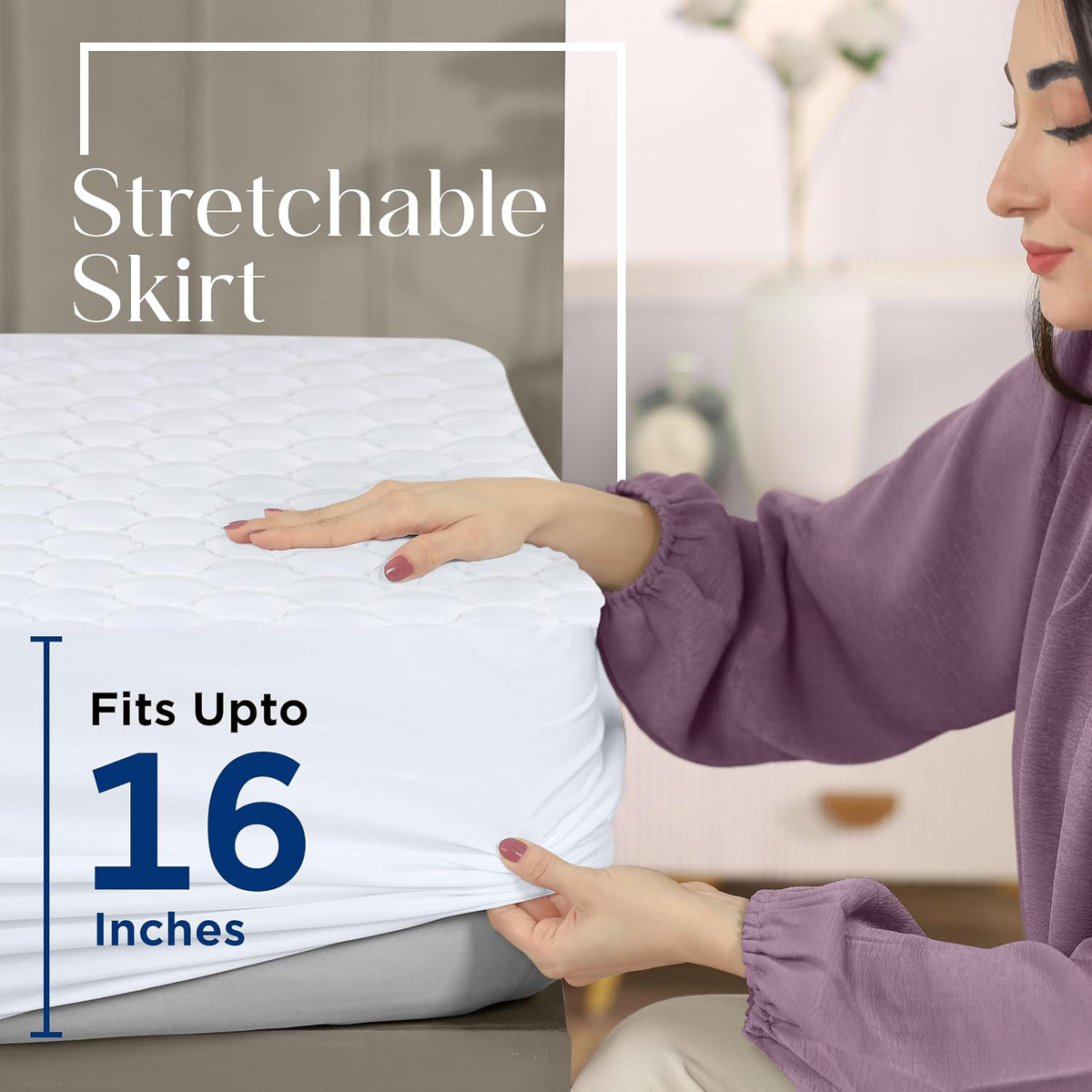 Waterproof Queen Mattress Protector, Mattress Pad fits Upto 16" Deep Pocket