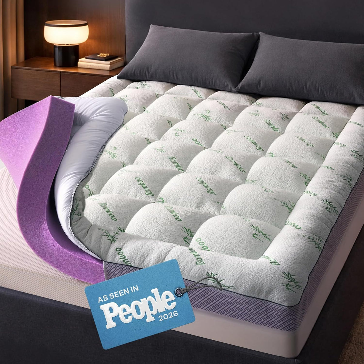 Dual-Layer 4" Mattress Topper with 20" Deep Pocket - Queen Size