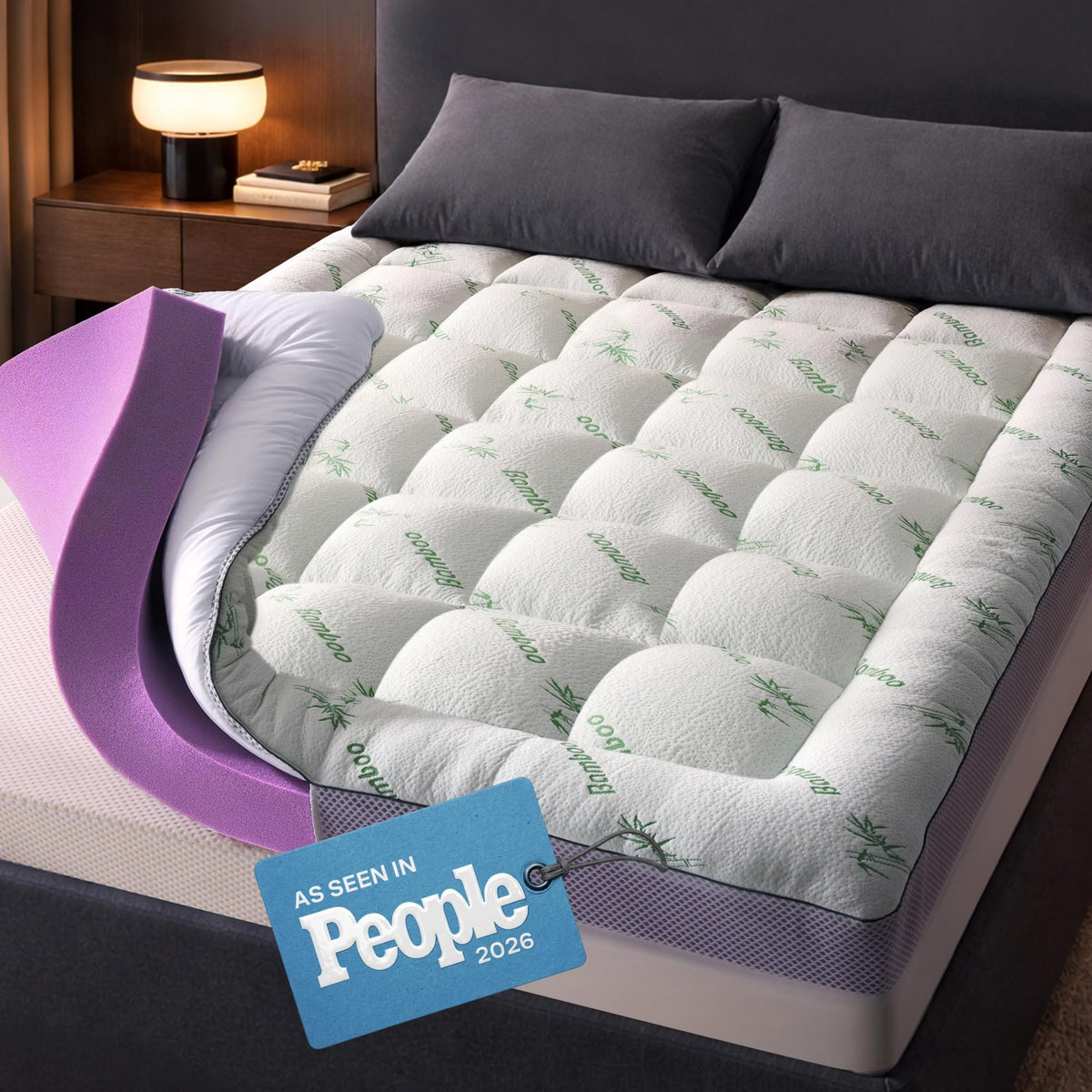 Dual-Layer 4" Mattress Topper with 20" Deep Pocket - Queen Size