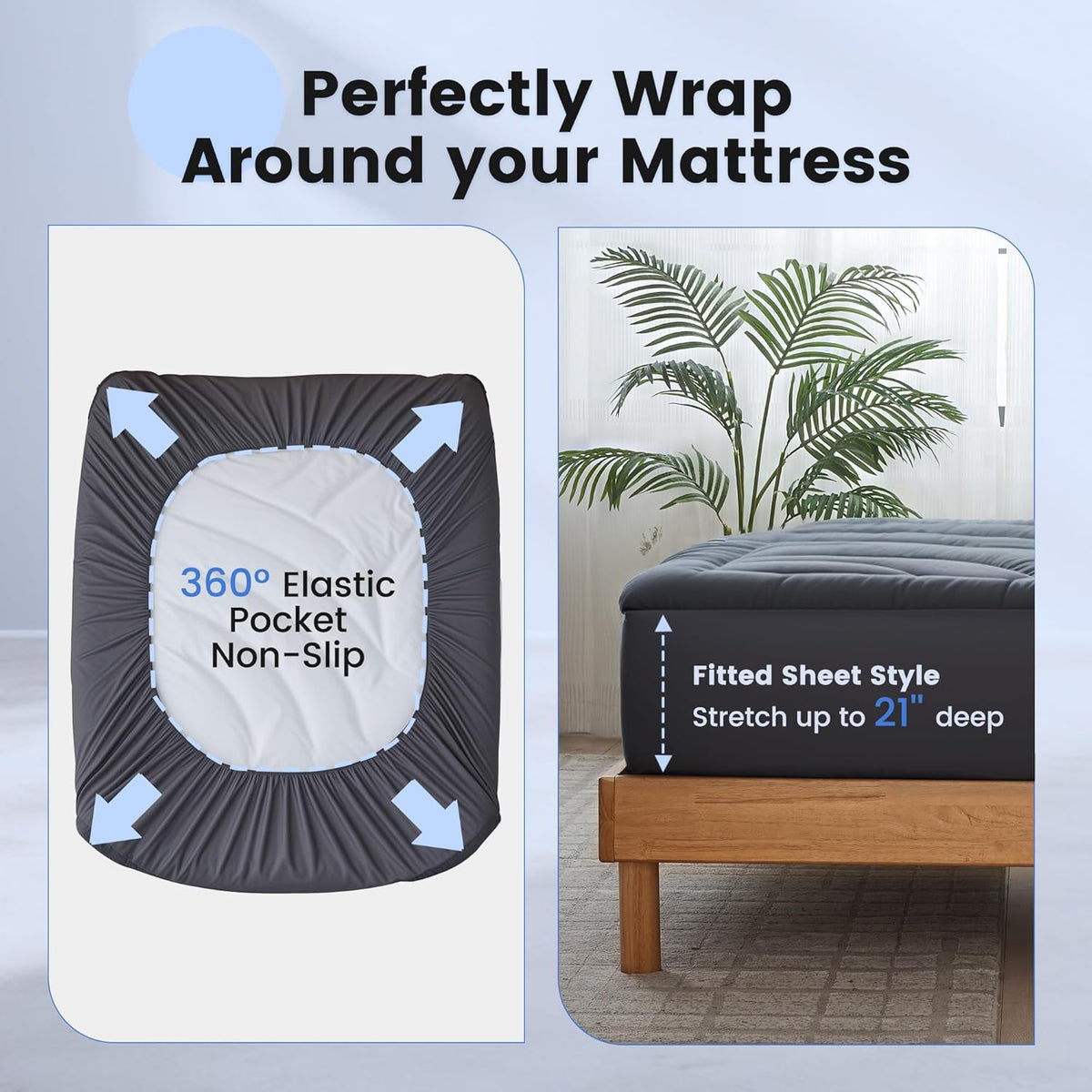 Waterproof Mattress Pad Queen, Quilted Fitted Queen Mattress Protector