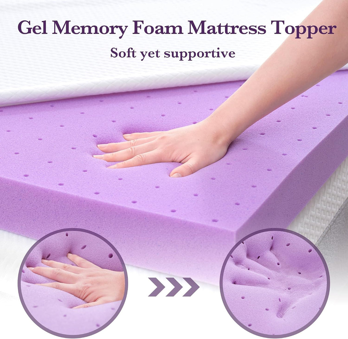SINWEEK 2 Inch Gel Memory Foam Mattress Topper, Queen Size