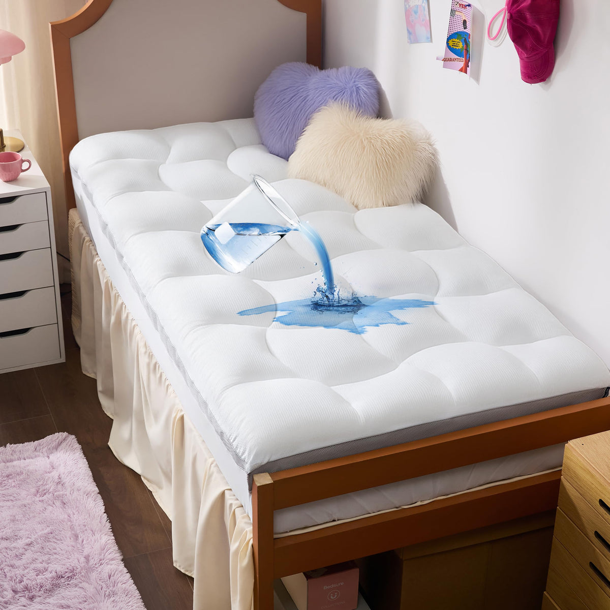 Bedsure Pillow Top Mattress Topper Queen, Waterproof Mattress Protector