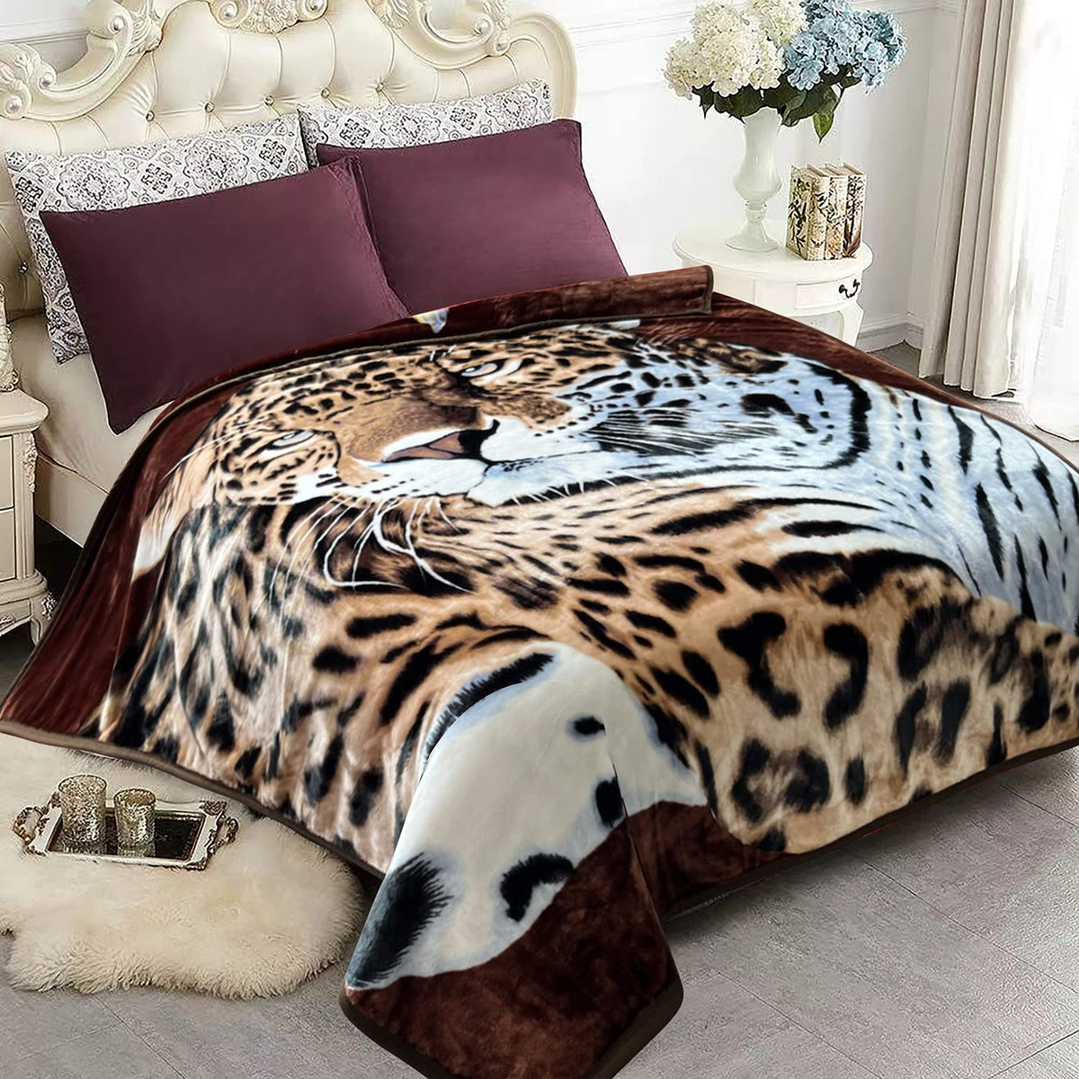 JYK Wolf Blanket Korean Style Queen Size Fleece Bed Blanket, 520GSM 2 Ply