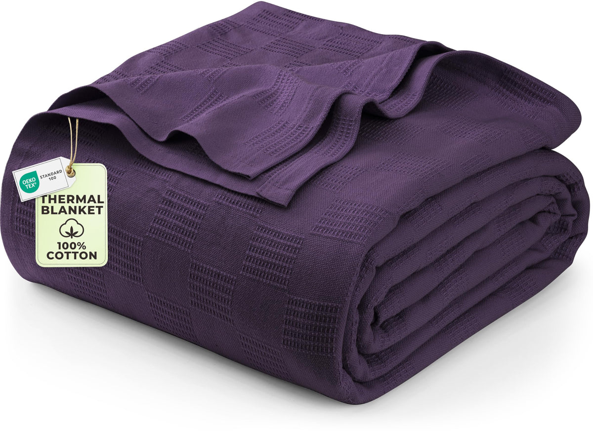 Utopia Bedding 100% Cotton Thermal Blanket Khaki Twin, 90x72 Inches