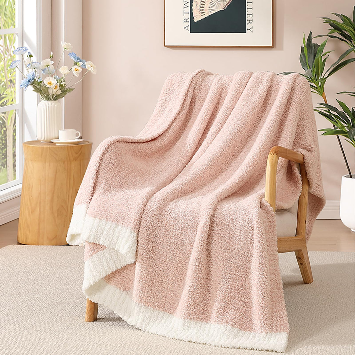 WRENSONGE Soft Checkered Throw Blanket for Couch-Cozy Fall Knitted Blankets