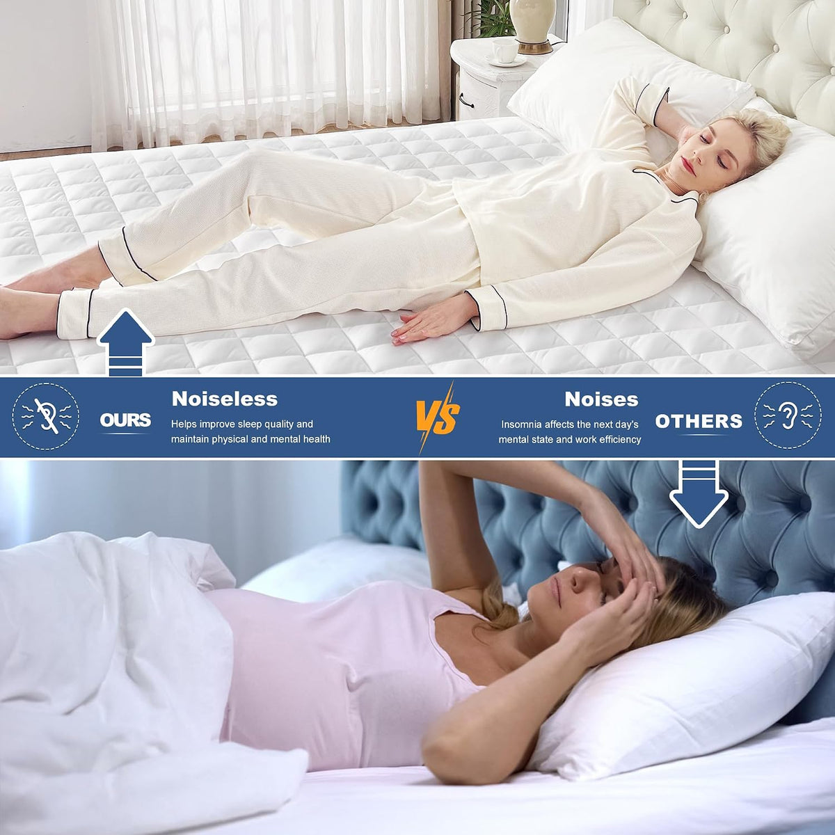 GRT King Waterproof Mattress Pad, Hollow Cotton Quilted Mattress Protector