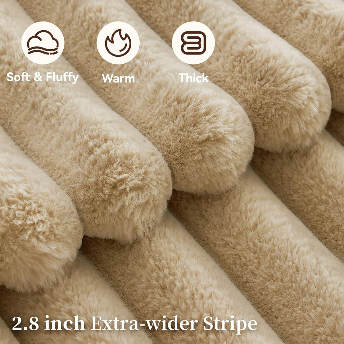 Faux Fur Throw Blanket, 1000GSM Thick Fluffy Fur Throw, 50"X70"