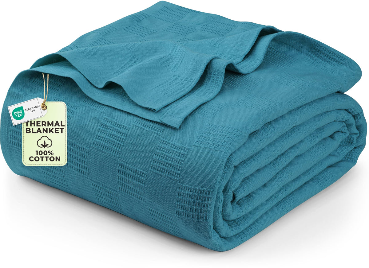Utopia Bedding 100% Cotton Thermal Blanket Khaki Twin, 90x72 Inches