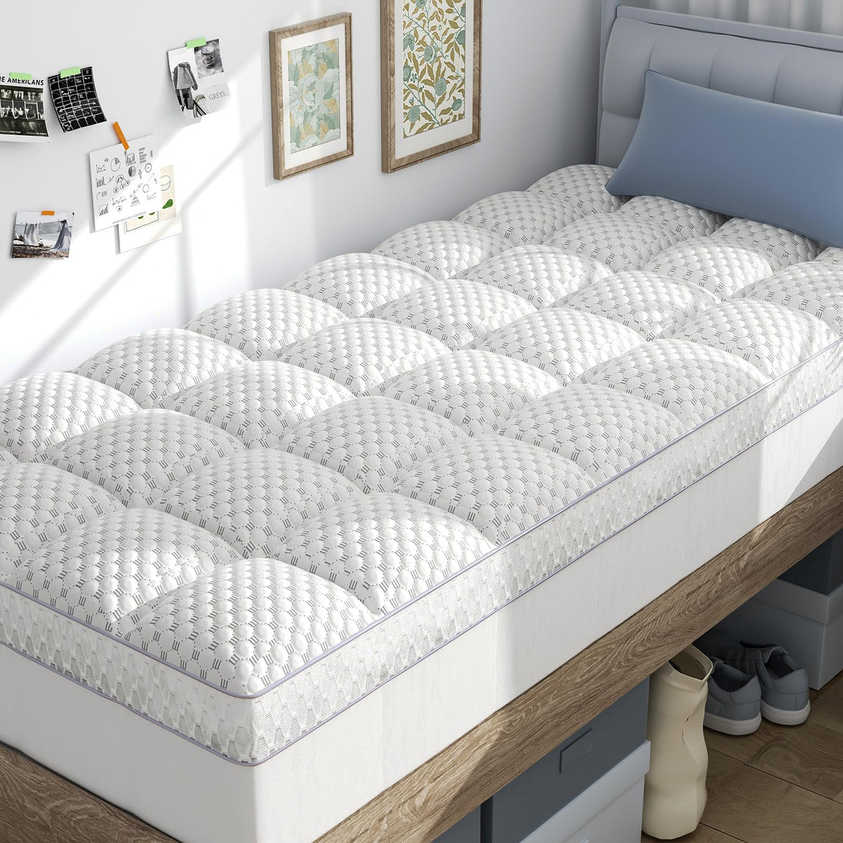 BEDELITE King Mattress Topper, Pillow Top Mattress Pad Bed Cover 2 Inch