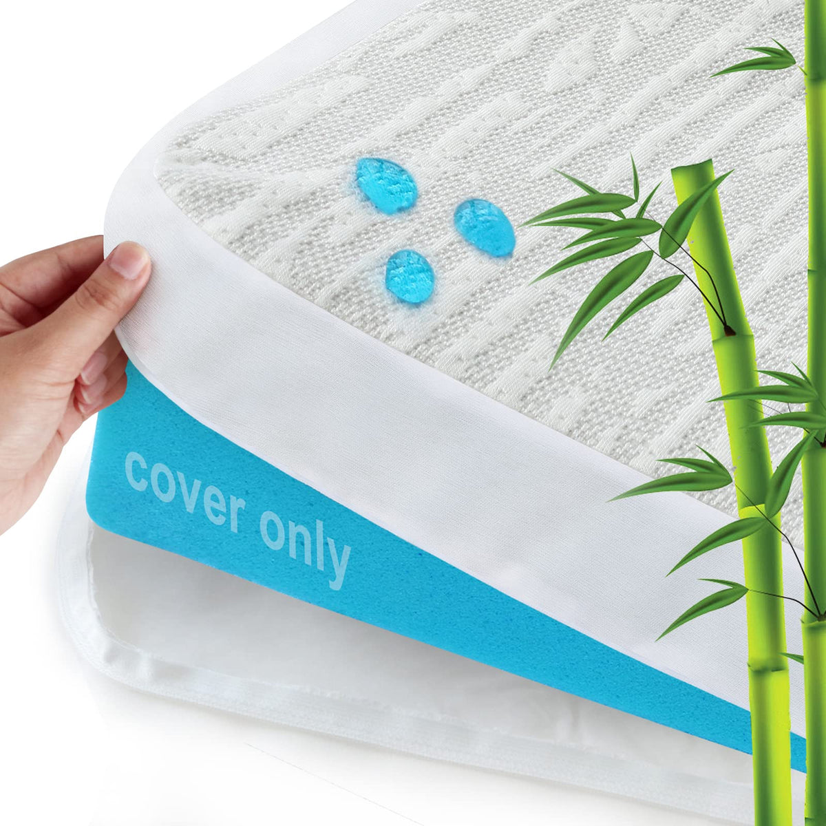 Mattress Topper Cover Protector for Memory Foam Mattress, Queen 3 Inch