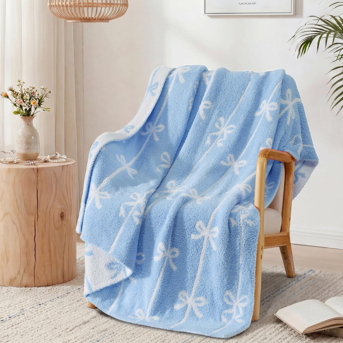 WRENSONGE Soft Checkered Throw Blanket for Couch-Cozy Fall Knitted Blankets